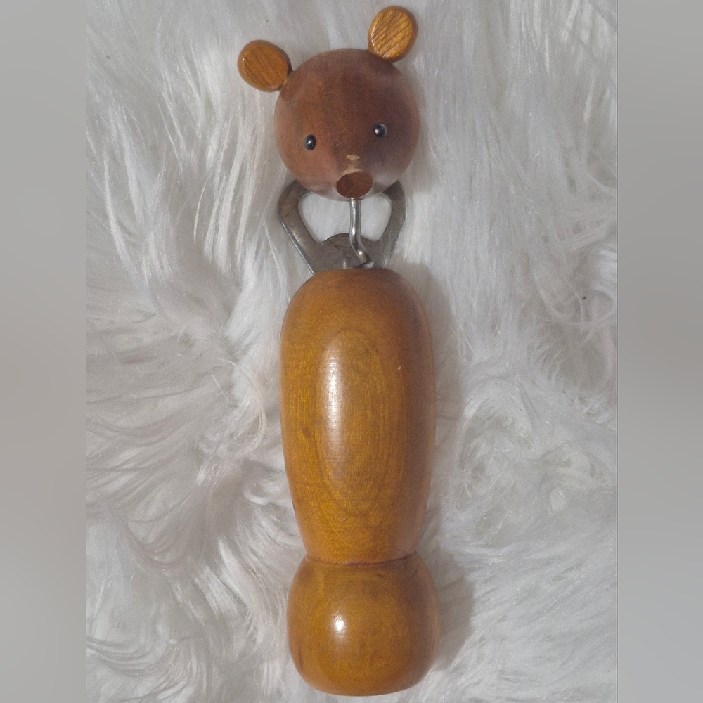 Vintage Wooden Bottle Opener and Corkscrew